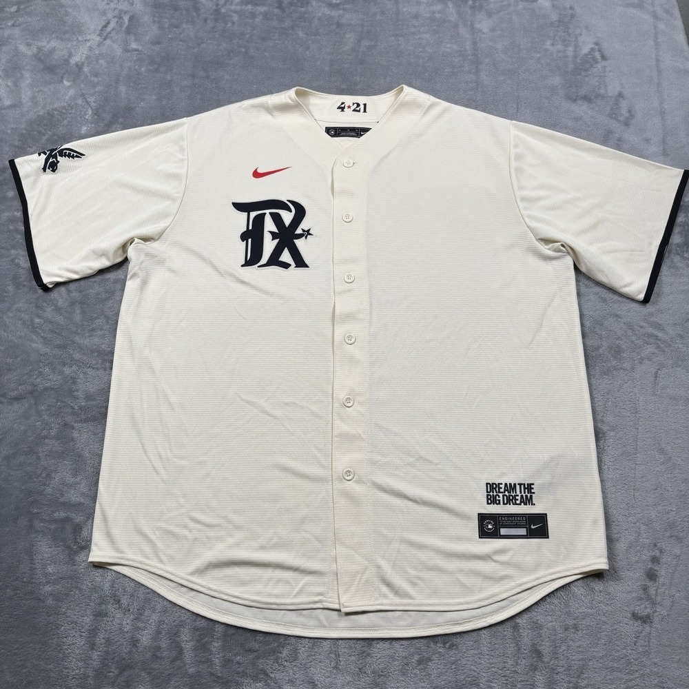 Texas Rangers Nike City Connect Player Jersey Size XL Cream White Blank Back